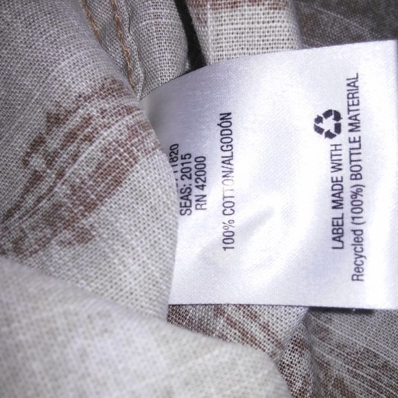 Northwest Territory Button Up Shirt Mens Small Short Sleeve Beige Taupe Fish Pri - Picture 9 of 10